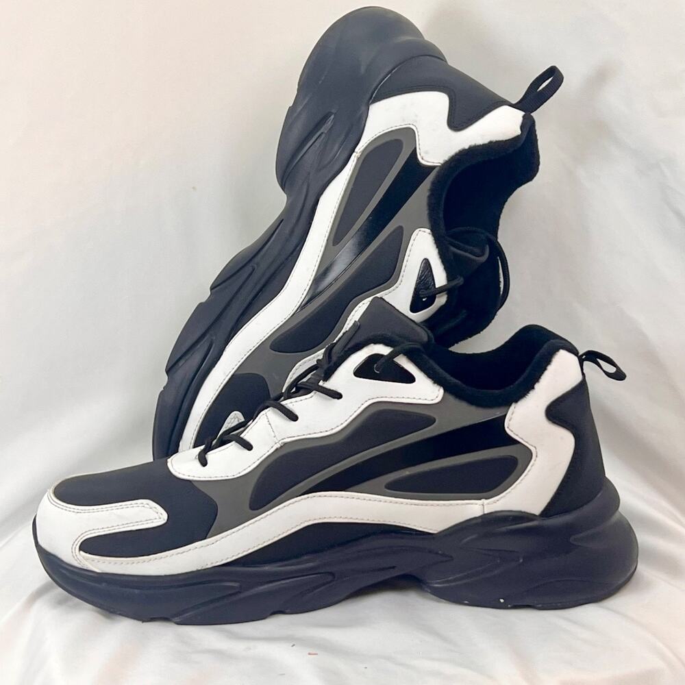 Mens Chunky Sneakers Size 46 Black White Athletic Running Casual Shoes Dad Style